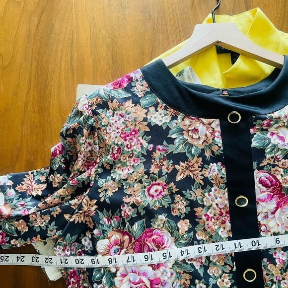 Vintage 80s Floral Drop Waist Dress with pleated Skirt - Picture 8 of 10